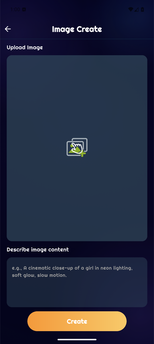 VisualNest image creation screen